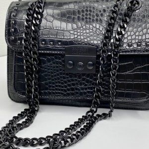 Badgley Mischka Vegan Leather Crossbody with Lock & Studs Chain Strap